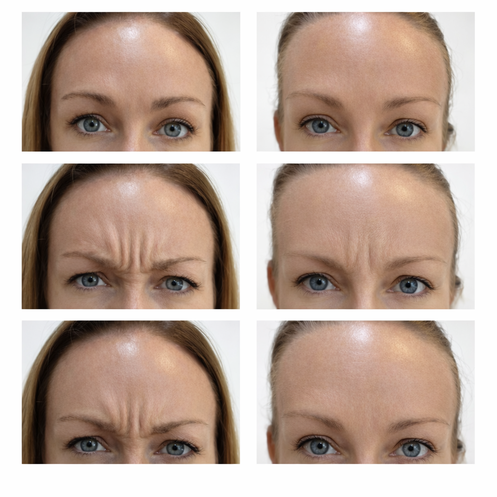 Anti-wrinkle forehead and frown lines before and after results